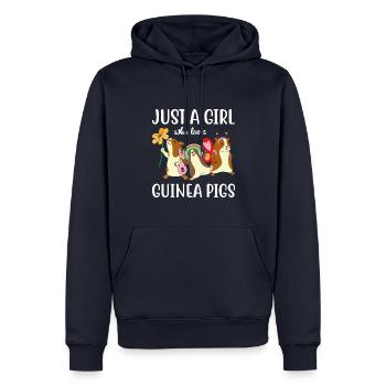 Juste une fille qui aime les cochons d’Inde - Sweat à capuche Premium bio Homme - bleu marine - Devant - Nico (187cm)