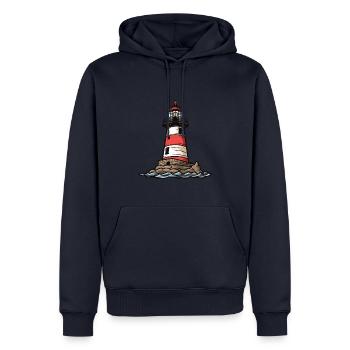Leuchtturm Symbol - Männer Premium Bio Hoodie - Navy - Vorne - Nico (187cm)