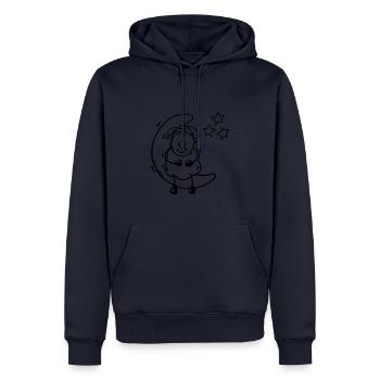 Lune moutons v1 - Sweat à capuche Premium bio Homme - bleu marine - Devant - Nico (187cm)