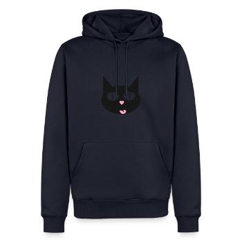Chat mignon, matou au nez en forme de cœur - Sweat à capuche Premium bio Homme - bleu marine - Devant - Nico (187cm)