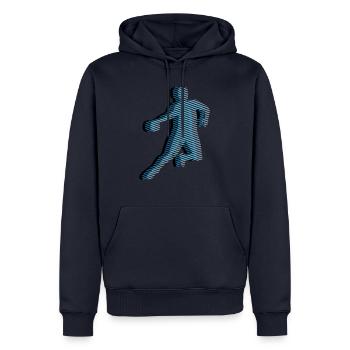 HANDBALL Streifenraster 3C - Männer Premium Bio Hoodie - Navy - Vorne - Nico (187cm)