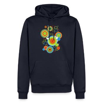 Disco 73 - Männer Premium Bio Hoodie - Navy - Vorne - Nico (187cm)