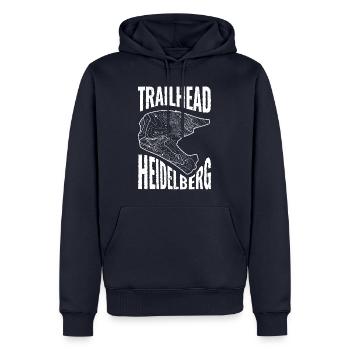 T-shirt VTT Trailhead Heidelberg - Sweat à capuche Premium bio Homme - bleu marine - Devant - Nico (187cm)