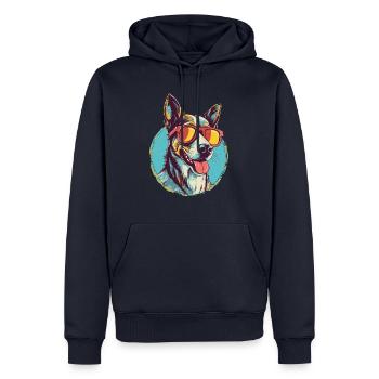 Cool dog with sunglasses - Men’s Premium Organic Hoodie - navy - Front - Nico (187cm)