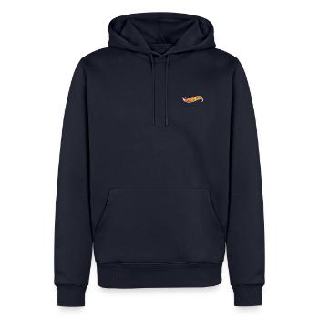 Hot Wheels Logo Stickdesign - Männer Premium Bio Hoodie - Navy - Vorne - Nico (187cm)