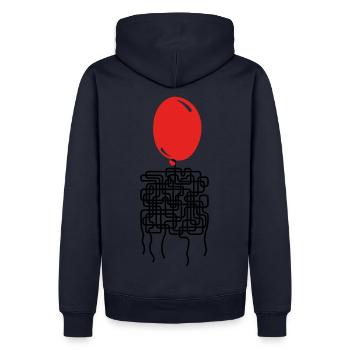 Ballonyrinth Ballon-Faden-Labyrinth - Männer Premium Bio Hoodie - Navy - Hinten - Nico (187cm)