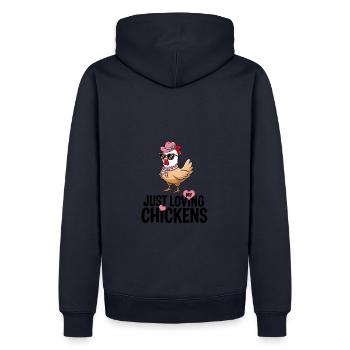 J’aime mes poulets - Dessin animé drôle de poulets - Sweat à capuche Premium bio Homme - bleu marine - Dos - Nico (187cm)