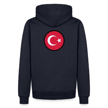 Im Zeichen der Türkei - Männer Premium Bio Hoodie - Navy - Hinten - Nico (187cm)