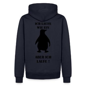 Pinguin laufe - laufen - Männer Premium Bio Hoodie - Navy - Hinten - Nico (187cm)