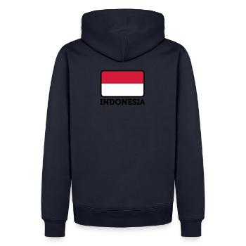 Nationalflagge von Indonesien - Männer Premium Bio Hoodie - Navy - Hinten - Nico (187cm)