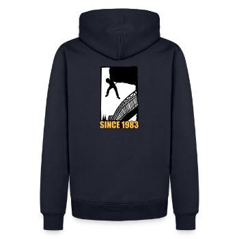 Climb Cologne Hohenzollern Bridge - Men’s Premium Organic Hoodie - navy - Back - Nico (187cm)
