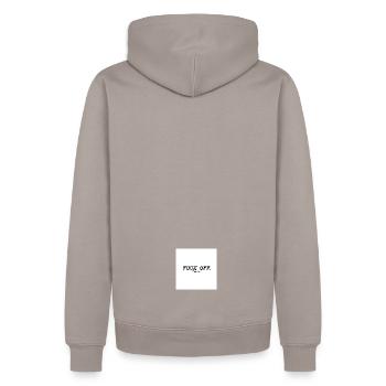 Fuck OFF hell - Männer Premium Bio Hoodie - Taupe - Hinten - Nico (187cm)