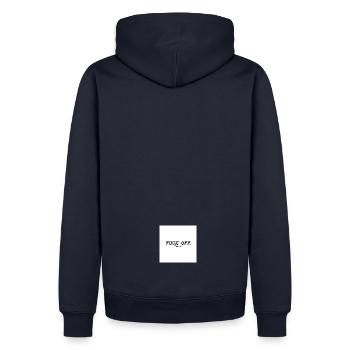 Fuck OFF hell - Männer Premium Bio Hoodie - Navy - Hinten - Nico (187cm)