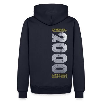 24ème Anniversaire Original Août 2000 Millésime 2000 - Sweat à capuche Premium bio Homme - bleu marine - Dos - Nico (187cm)