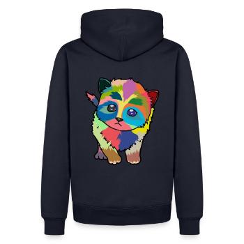 Petit chat mignon coloré - Sweat à capuche Premium bio Homme - bleu marine - Dos - Nico (187cm)