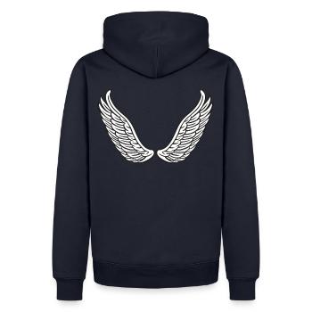 Ailes d'ange - Ailes d'ange - Sweat à capuche Premium bio Homme - bleu marine - Dos - Nico (187cm)