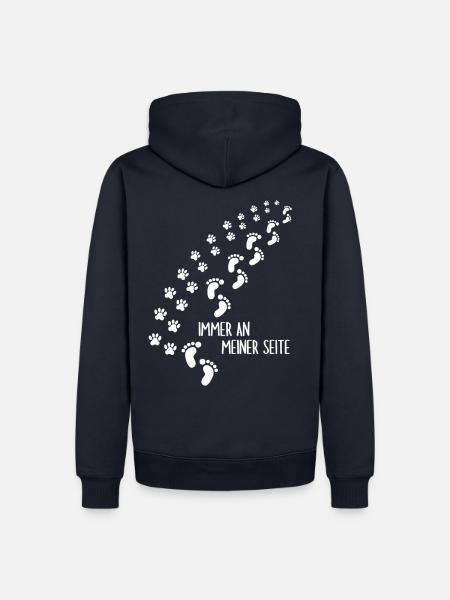 Immer an meiner Seite Pfote Fußabdruck Hund - Männer Premium Bio Hoodie - Navy