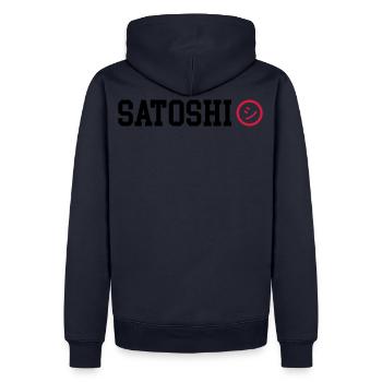 Satoshi Nakamoto BTC Bitcoin - Men’s Premium Organic Hoodie - navy - Back - Nico (187cm)