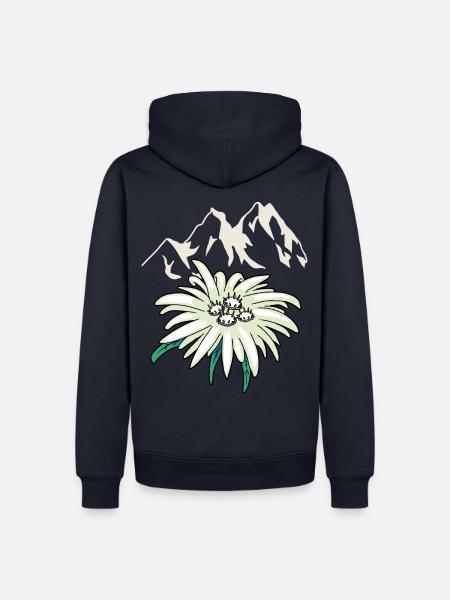 Gebirge Berge Gipfel Edelweiß Blume Tirol - Männer Premium Bio Hoodie - Navy