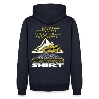 Das wars. Letztes sauberes Camping Shirt - Männer Premium Bio Hoodie - Navy - Hinten - Nico (187cm)