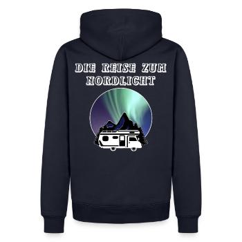 Reise zum Nordlicht Wohnmobil, Camping Urlaub FUN - Männer Premium Bio Hoodie - Navy - Hinten - Nico (187cm)