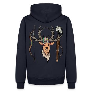 Hirsch Elch Geweih Hirschkopf Wild Jagt - Männer Premium Bio Hoodie - Navy - Hinten - Nico (187cm)