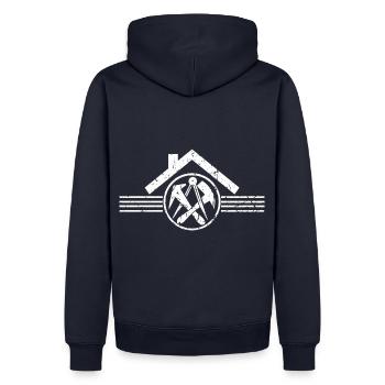 Handwerker Zunftwappen, Dachdeckerin Dachdecker - Männer Premium Bio Hoodie - Navy - Hinten - Nico (187cm)