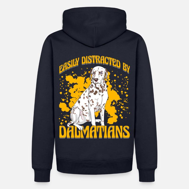 Facilement distrait mes Dalmatiens - Sweat à capuche Premium bio Homme - bleu marine