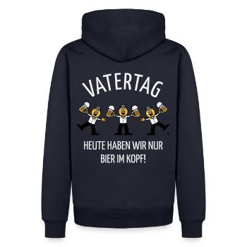 Vatertag – Bier Im Kopf (Karikatur Tanz / 3C / W) - Männer Premium Bio Hoodie - Navy - Hinten - Nico (187cm)