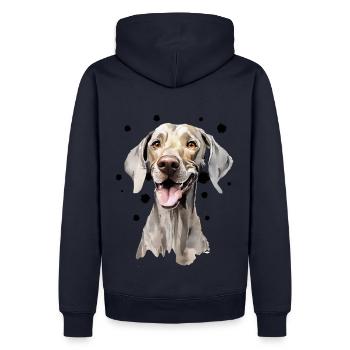 Weimaraner Art Style - Männer Premium Bio Hoodie - Navy - Hinten - Nico (187cm)