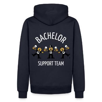 Équipe de soutien Bachelor (Caricature / Danse / F) - Sweat à capuche Premium bio Homme - bleu marine - Dos - Nico (187cm)