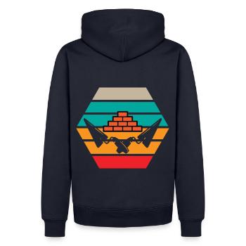 Maurer Retro - Männer Premium Bio Hoodie - Navy - Hinten - Nico (187cm)