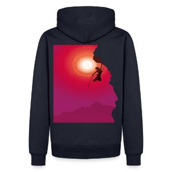 Cadeau d'alpinisme au lever du soleil - Sweat à capuche Premium bio Homme - bleu marine - Dos - Nico (187cm)