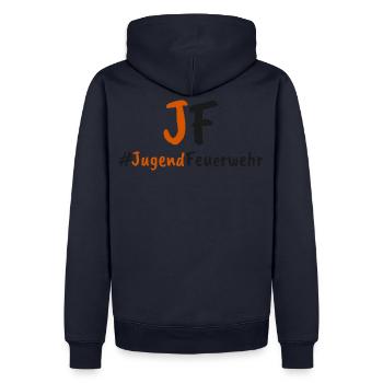 #Jugendfeuerwehr - Männer Premium Bio Hoodie - Navy - Hinten - Nico (187cm)