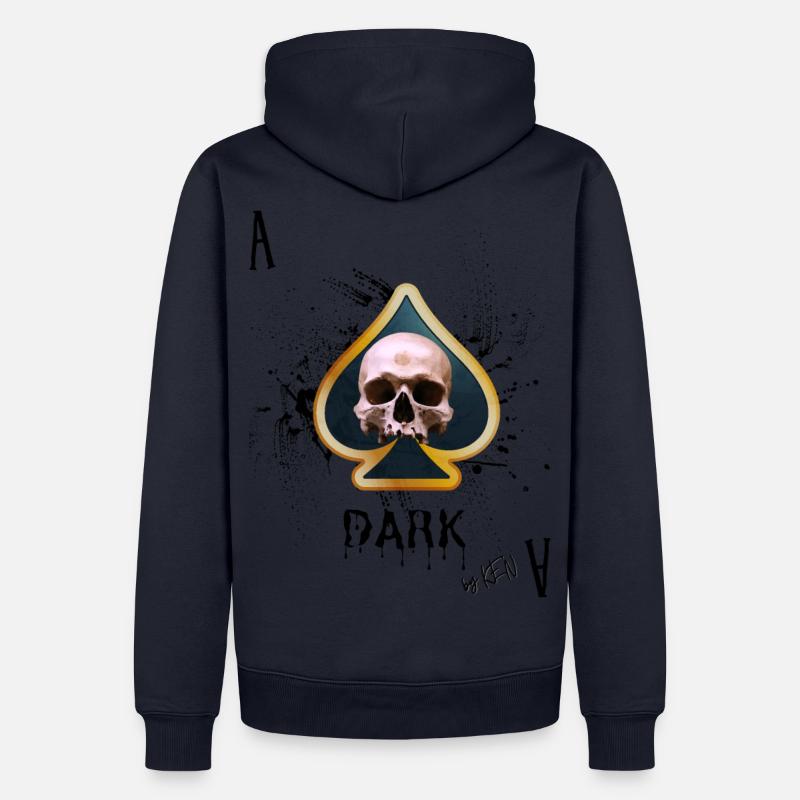 Pique As avec Skull - Sweat à capuche Premium bio Homme - bleu marine