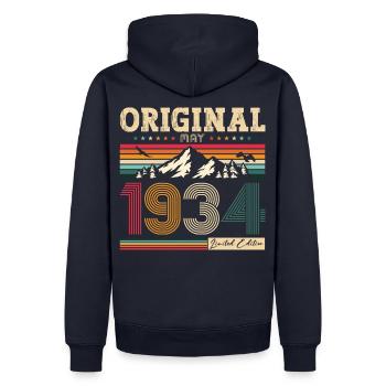 Original Mai 1934 Jahrgang 1934 Geburtstag 1934 - Männer Premium Bio Hoodie - Navy - Hinten - Nico (187cm)