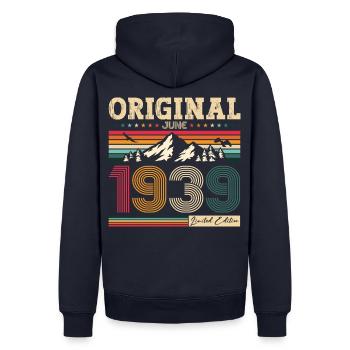 85th Birthday Original June 1939 Born 1939 - Men’s Premium Organic Hoodie - navy - Back - Nico (187cm)
