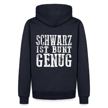 Emo Spruch Schwarz ist bunt genug - Männer Premium Bio Hoodie - Navy - Hinten - Nico (187cm)