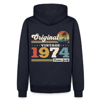 Original 1974 Millésime 1974 Anniversaire 1974 - Sweat à capuche Premium bio Homme - bleu marine - Dos - Nico (187cm)
