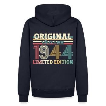 80ème anniversaire, Original 1944 Millésime 1944, - Sweat à capuche Premium bio Homme - bleu marine - Dos - Nico (187cm)