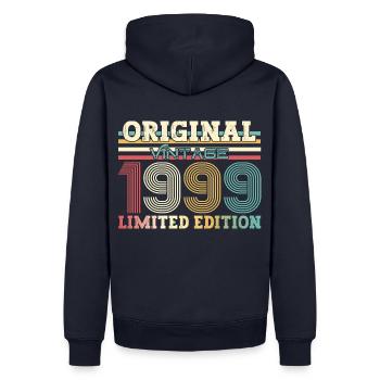 25ème Anniversaire Original 1999 Millésime 1999 - Sweat à capuche Premium bio Homme - bleu marine - Dos - Nico (187cm)
