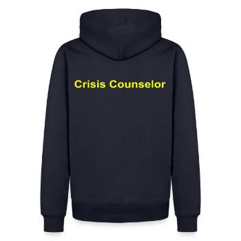 Crisis Counselor - Men’s Premium Organic Hoodie - navy - Back - Nico (187cm)