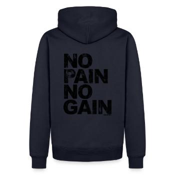 No Pain No Gain - Training Fitness Männer Frauen - Männer Premium Bio Hoodie - Navy - Hinten - Nico (187cm)