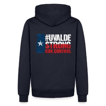 Uvalde Strong Gun Controll - Men’s Premium Organic Hoodie - navy - Back - Nico (187cm)