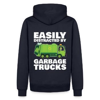 Leicht Von Müllwagen Abgelenkt - Männer Premium Bio Hoodie - Navy - Hinten - Nico (187cm)
