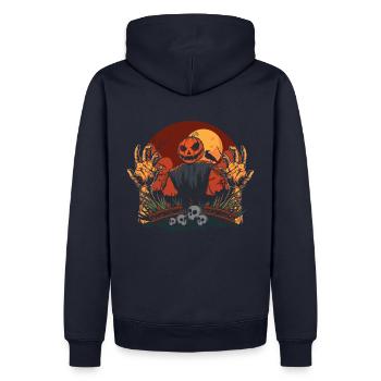 Lustiger Halloween-kürbis-geist-entwurf Für - Männer Premium Bio Hoodie - Navy - Hinten - Nico (187cm)