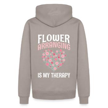 Binding flowers Is My Therapy - Men’s Premium Organic Hoodie - taupe - Back - Nico (187cm)