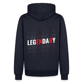 Legendary Bodybuilding Weight Training Fitness - Men’s Premium Organic Hoodie - navy - Back - Nico (187cm)
