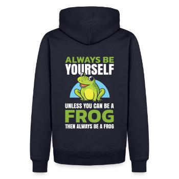 Sei Immer Du Selbst, Außer Du Kannst Ein Frosch - Männer Premium Bio Hoodie - Navy - Hinten - Nico (187cm)
