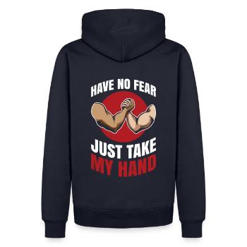 Do not be afraid, take my hand - Men’s Premium Organic Hoodie - navy - Back - Nico (187cm)
